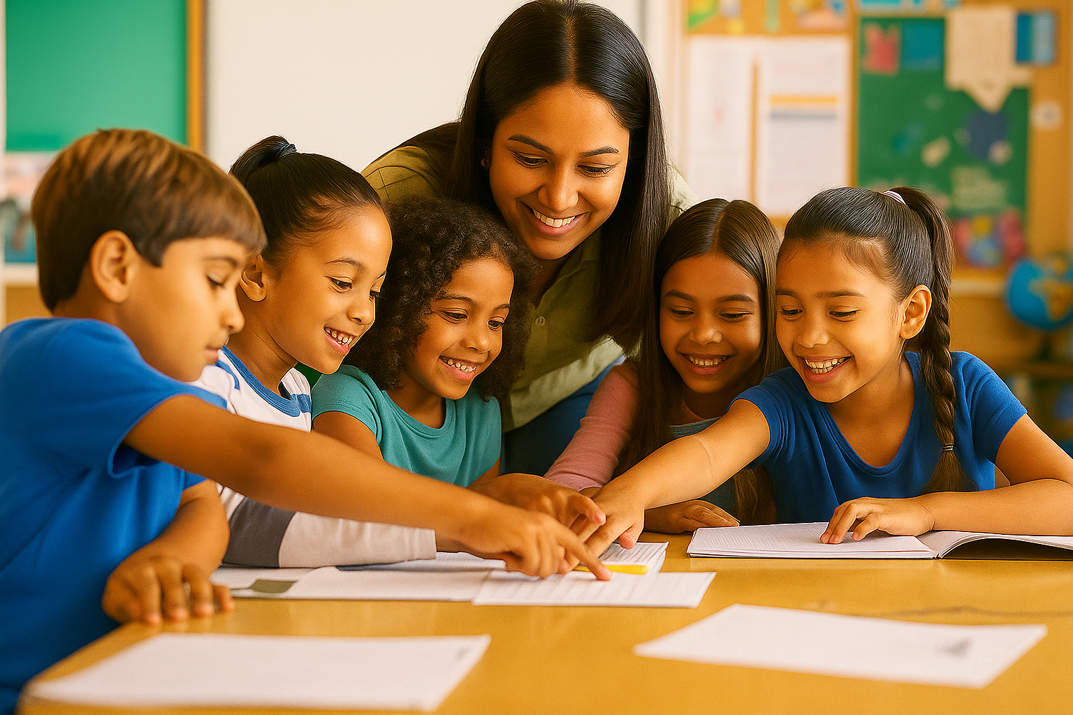 Happy children learning
